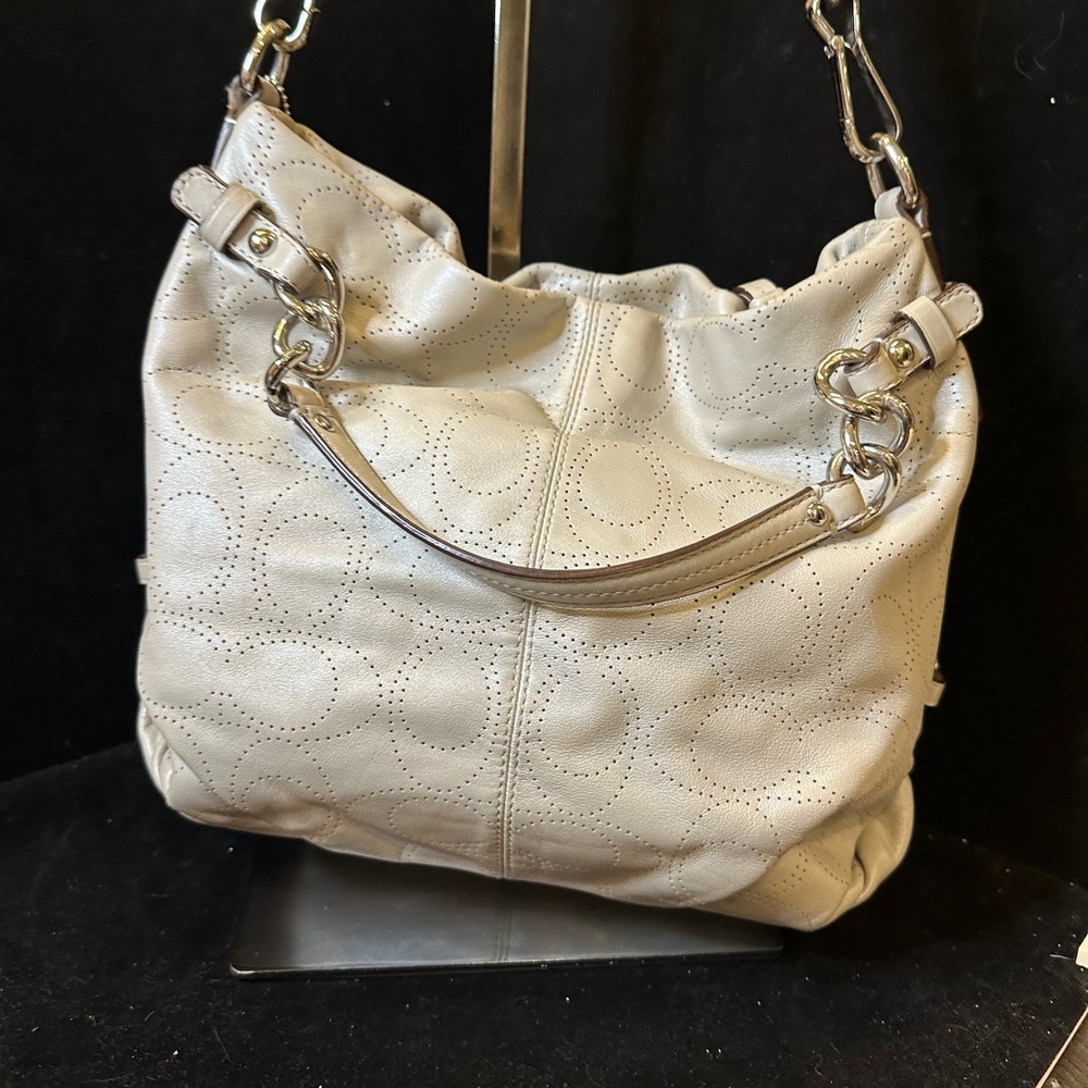 Coach BROOK HOBO Light Gray Pebbled Leather Shoulder Bag/satchel Gorgeous - Picture 6 of 14